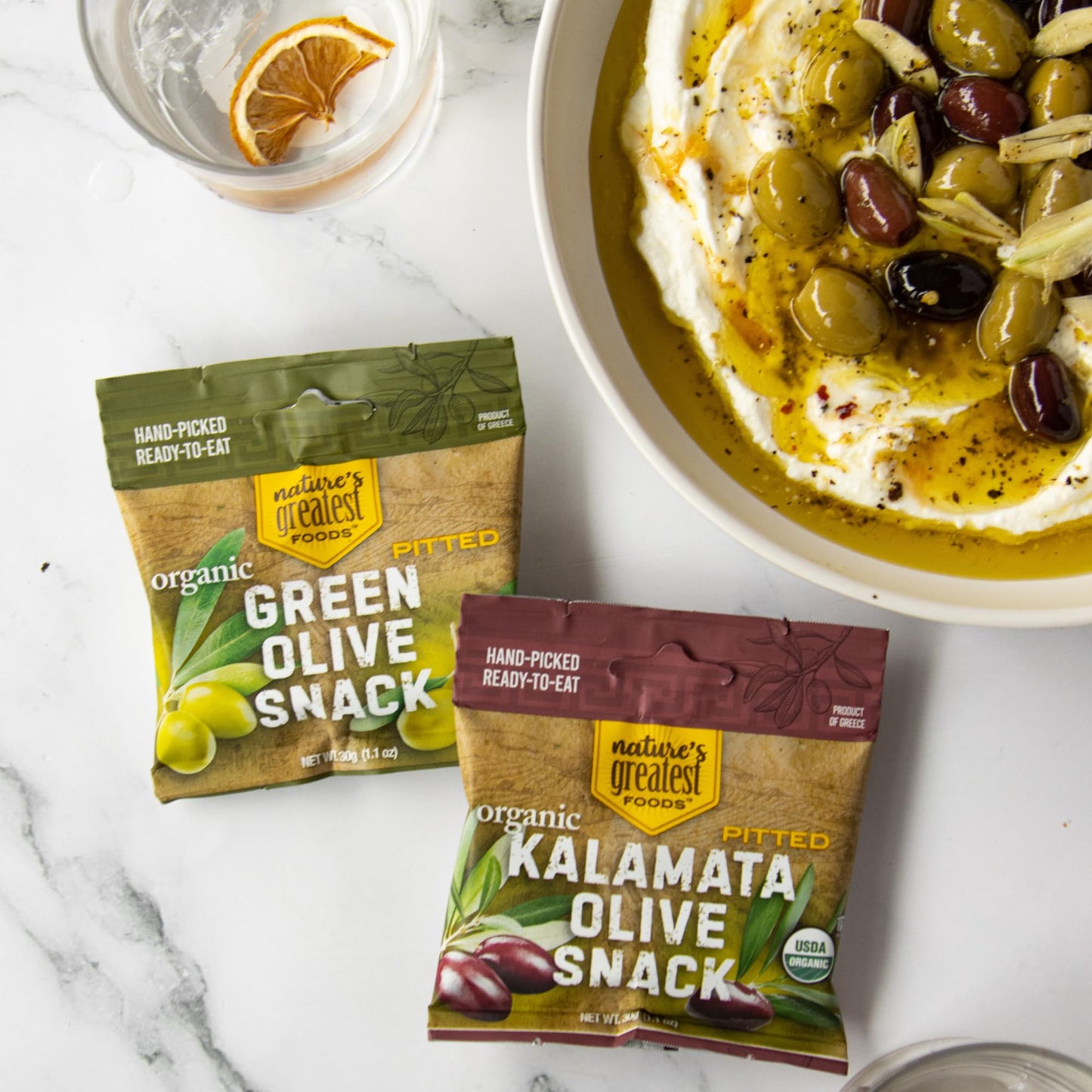 Organic Kalamata Pitted Olive Snack By Nature’S Greatest Foods – 1.1 Oz – Ready To Eat, Freshly Seasoned, Low Calorie & Nutritious, Gluten Free, Kosher, Product Of Greece (Pack Of 24)