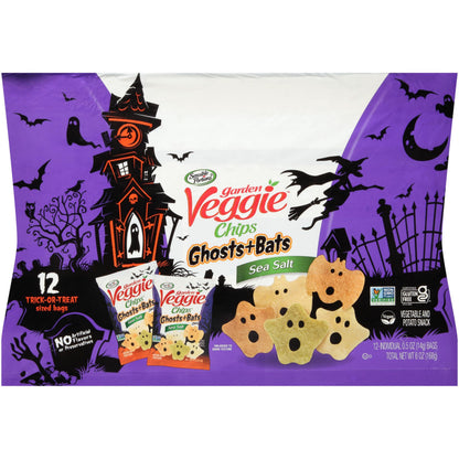 Sensible Portions Garden Veggie Ghosts & Bats Sea Salt Chips, 0.5 oz Bag, 12 ct