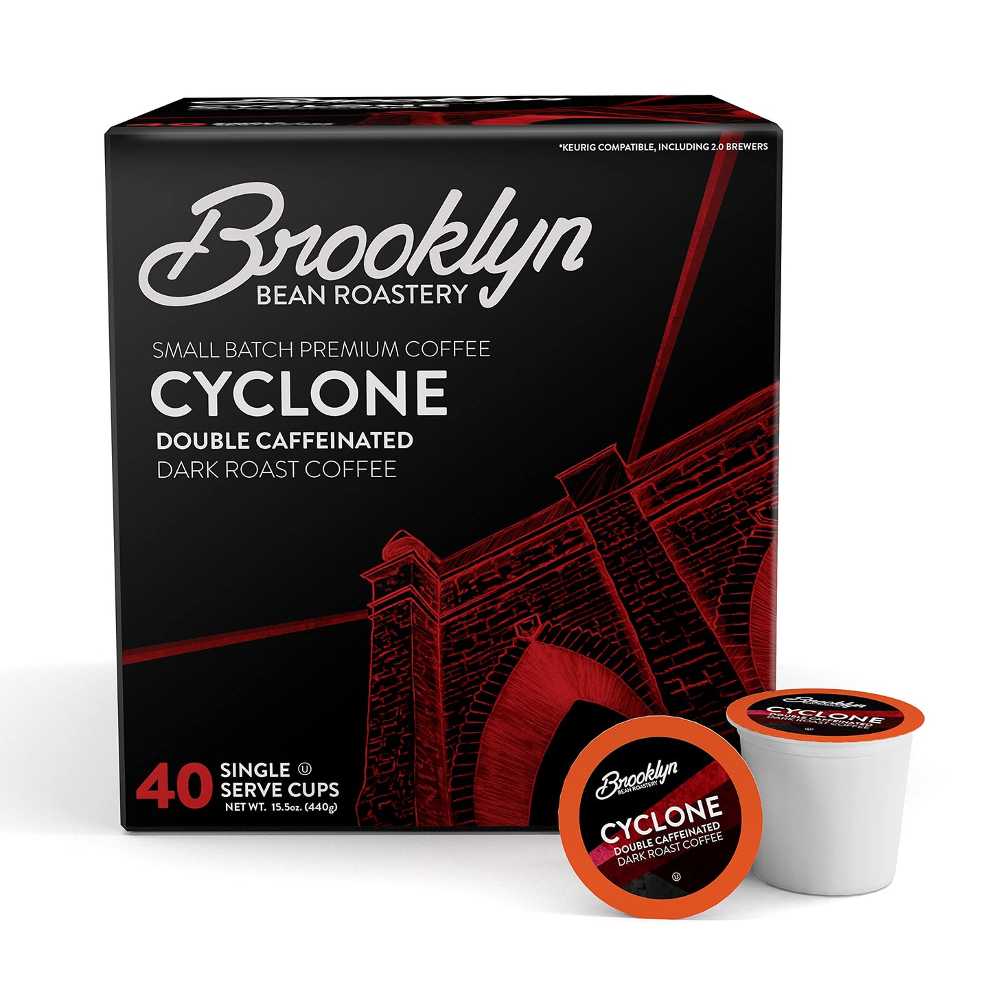 Brooklyn Beans Cyclone Coffee Pods, Compatible with 2.0 Keurig, 40 Count, Model BB CY40