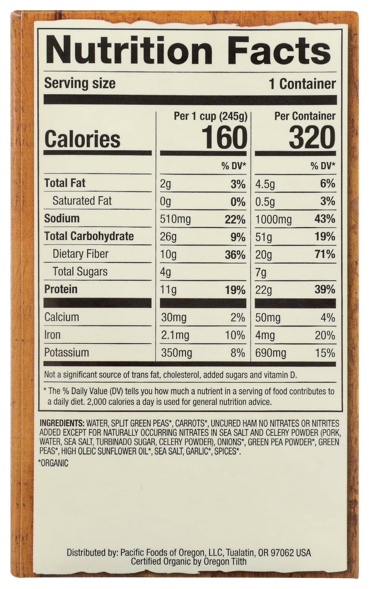 Pacific Natural Foods Organic Soup Split Pea &Amp; Uncured Ham - 17 Fl Oz2
