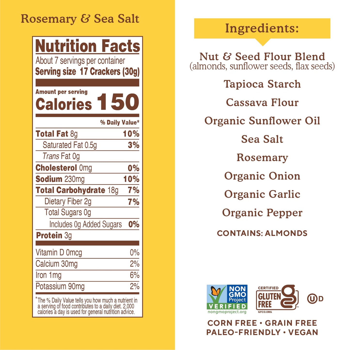 Simple Mills Almond Flour Crackers, Family Size, Rosemary & Sea Salt - Gluten Free, Vegan, Healthy Snacks, 7 Ounce (Pack of 2)