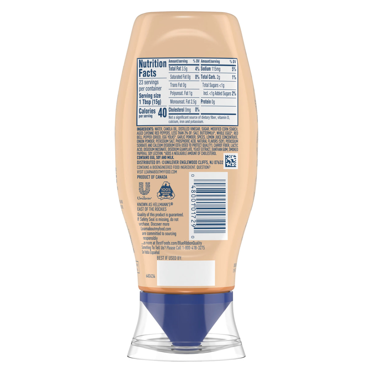 Best Foods Spicy Ranch Chicken Tender Mayonnaise Style Dip Spicy Ranch Delicious Flavor No Artificial Flavors 11.5 Fl Oz
