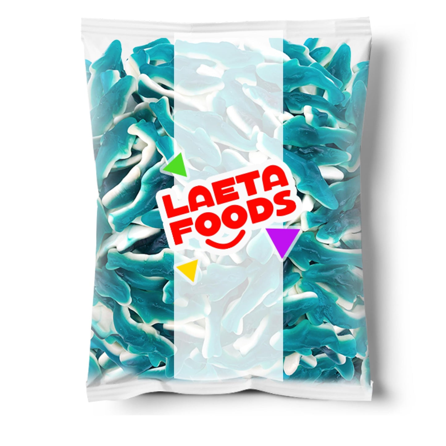 Blue Sharks Raspberry Marshmallow Gummy Candy (1 Pound Bag)