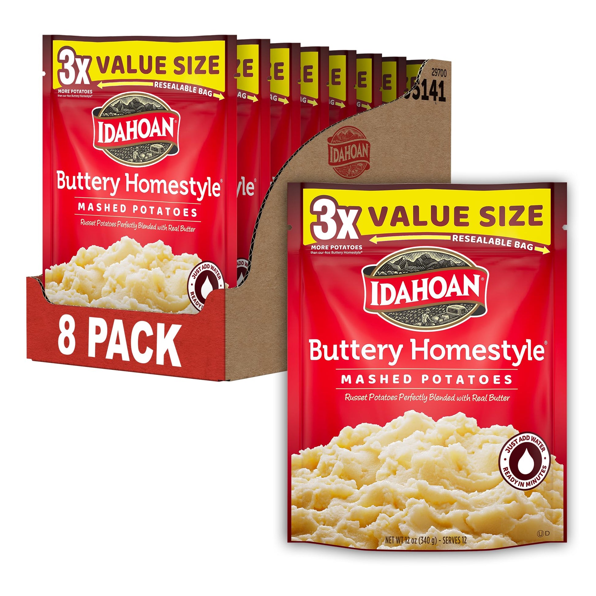 Idahoan Buttery Homestyle Value Size Mashed Potatoes, Naturally Gluten-Free, 100% Real Idaho potatoes, No Artificial Flavors or 