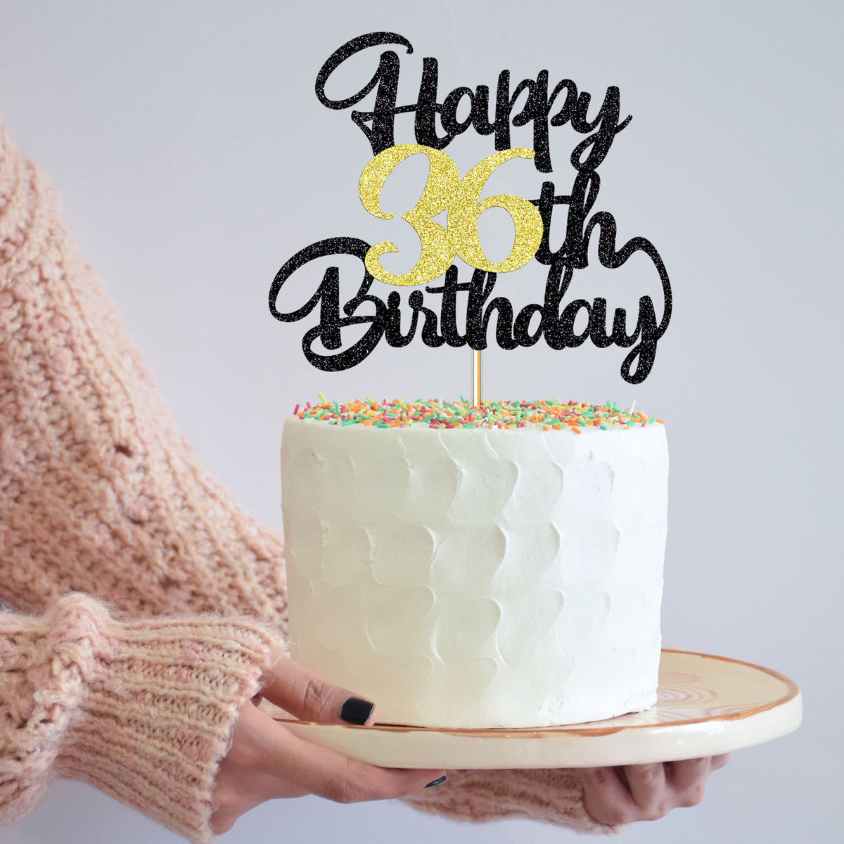 Klionjor 36Th Happy Birthday Cake Topper Happy Birthday Cake Decoration 36Th Birthday Party Decoration Gift Plugin