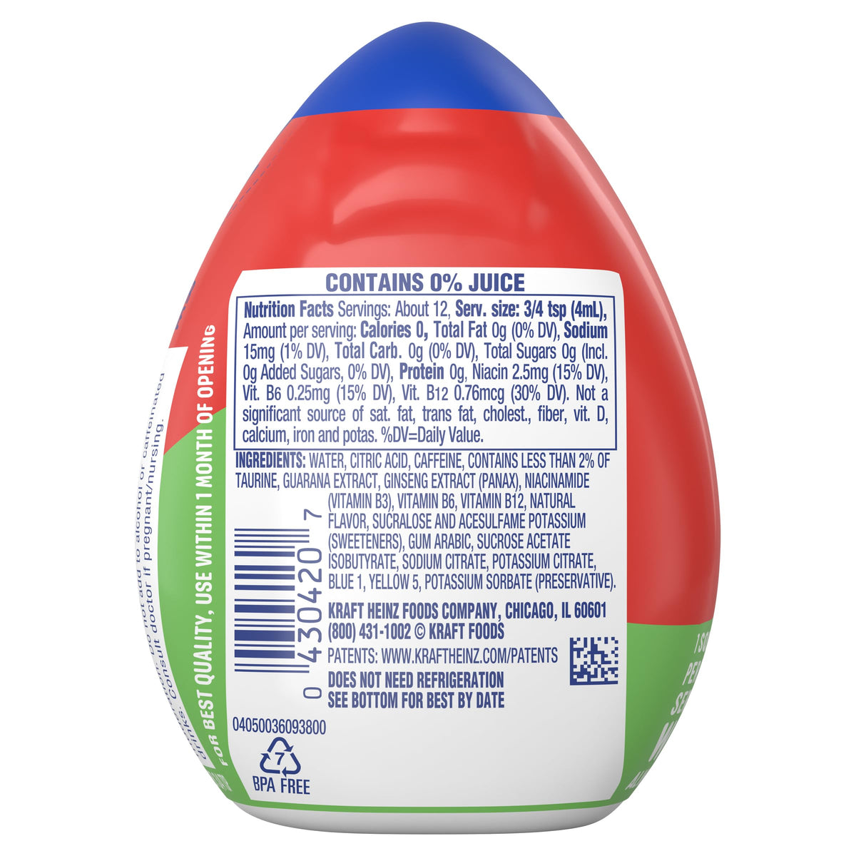 Mio Energy Liquid Water Enhancer, Green Thunder, 1.62 Fl Oz, Pack of 4
