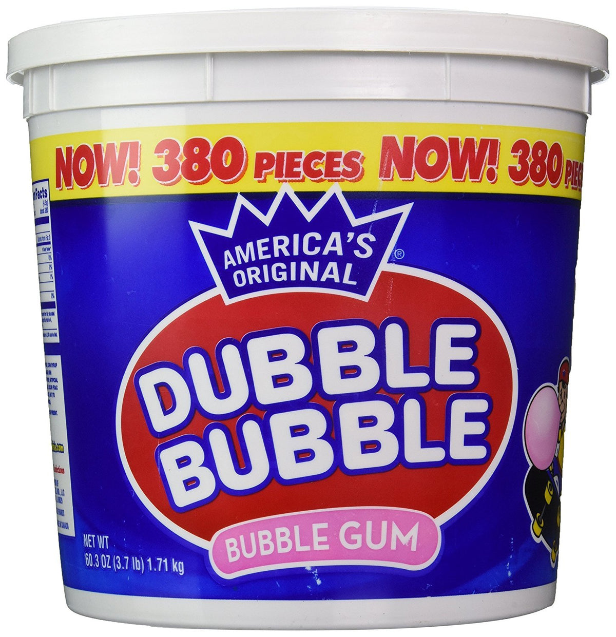 Dubble Bubble Tub, Original Flavor, 380-Count, 60.3 Oz(3.7 Lb)