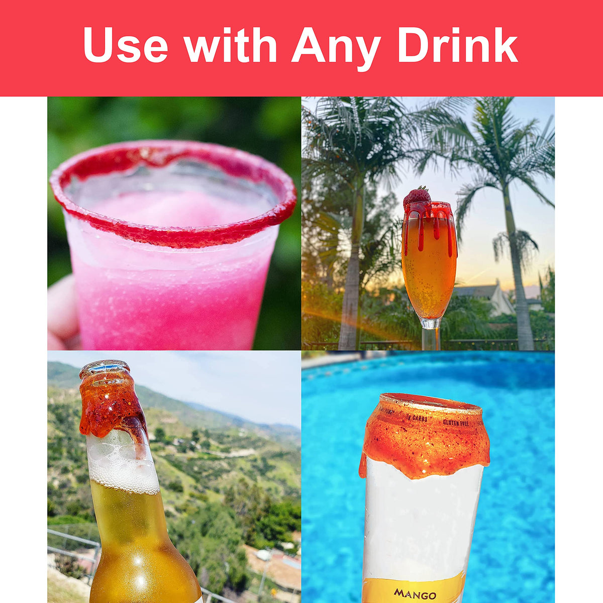 Cinco de Mayo Mango Rim Dip Cocktail Dressing, 3 Pack, 7.6 oz Containers, Glass
