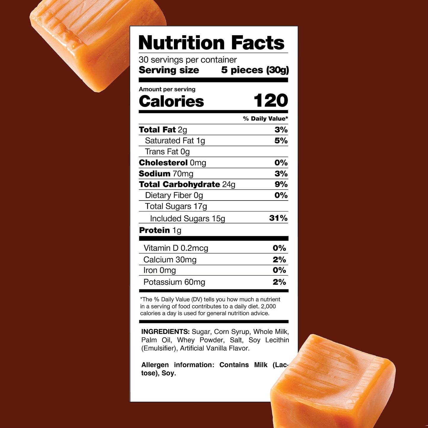 Caramel Cubes Candy, Individually Wrapped, Bulk Pack 2 Pounds (About 150 Count)