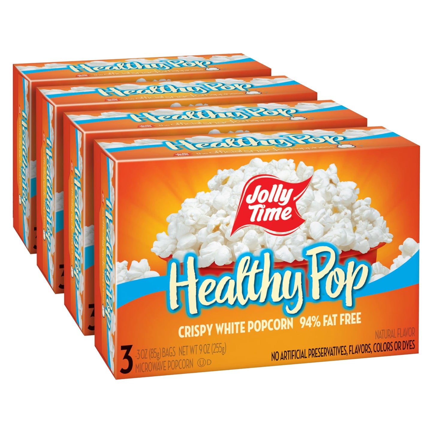 Jolly Time Healthy Pop Microwave Popcorn  Low Fat Gluten Free Non-Gmo  3Oz Sharing Bag  3 Bags Per Carton (Healthy Pop - Crispy N  White  3 Ounce (Pack Of 12))