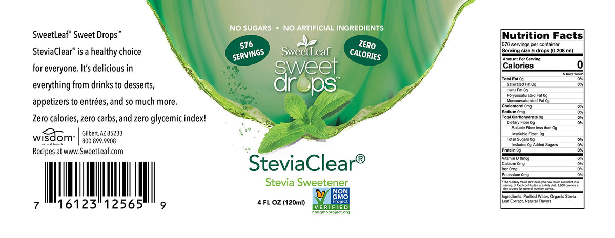 SweetLeaf SteviaClear Sweetener, 4 oz Bottle, Pack of 2, Zero Calorie Sugar Substitute
