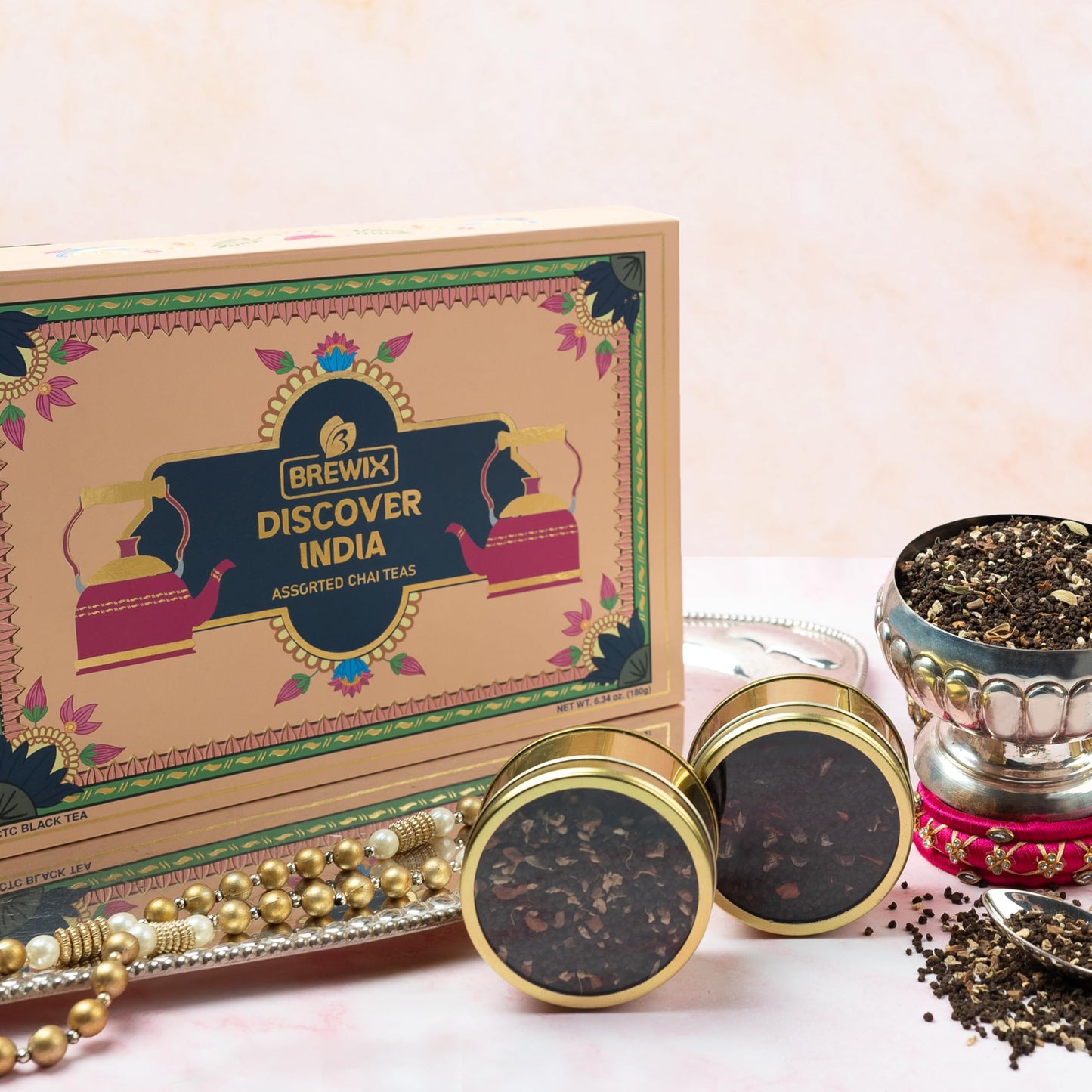 BREWIX Premium Black Tea Gift Box | 6 Unique Chai Teas | 6.34oz | Tea Gift Set for Tea Lovers