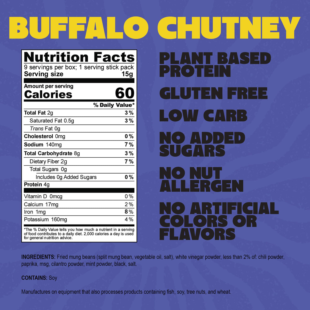 Daal By Keen Crunchy Mung Bean Snacks - Buffalo Chutney - Plant-Based Protein, High Fiber, Gluten-Free, Nut-Free - Mix into Sala