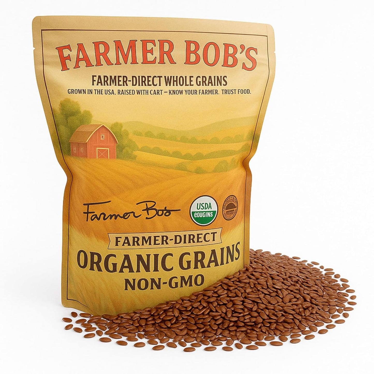 Farmer BobS Organic Flax Seed - Usda Certified  Non-Gmo  Raw Brown Flax Seeds - Whole  Farmer-Direct Superfood For Nutrient-Rich Diets Gluten Free Vegan Sproutable Plant-Based Protein 5Lb Bag