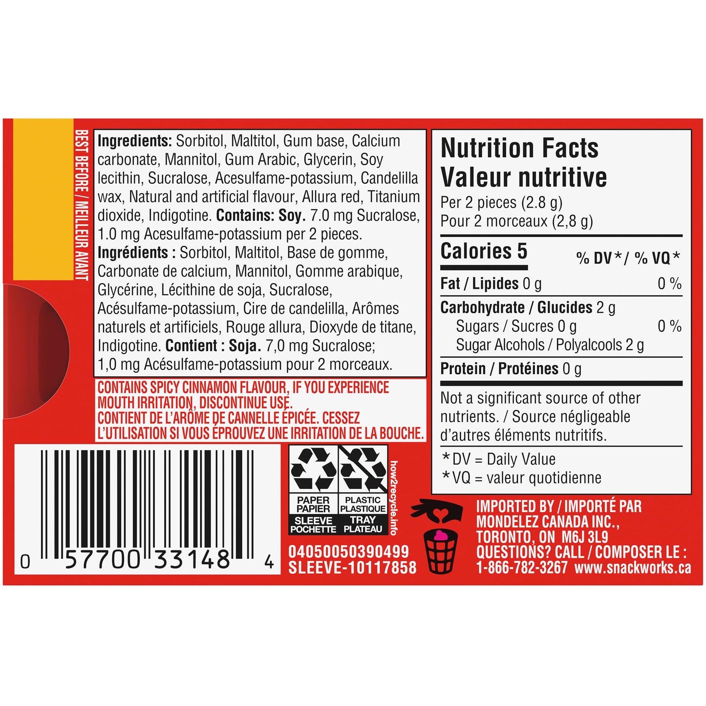 Dentyne Fire Bubble Gum, Cinnamon, 12 Count (Pack of 12), Imported from Canada