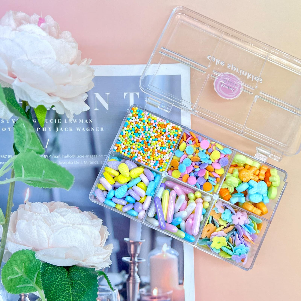 Easter Sprinkles, 6 Mix Pastel Sprinkles For Cake Decorating, 6.53 Oz Spring Bunny Carrots Sprinkle, Edible Sprinkle For Baking,