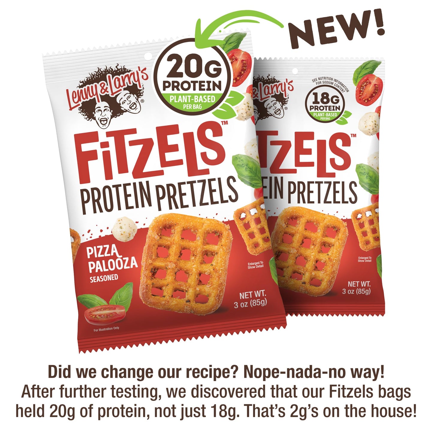 Lenny & Larrys Pizza Palooza FITZELS- Savory Pretzel Snacks Incredibly Tasty High Protein, Salty, Vegan, Kosher 20 gs of Plant
