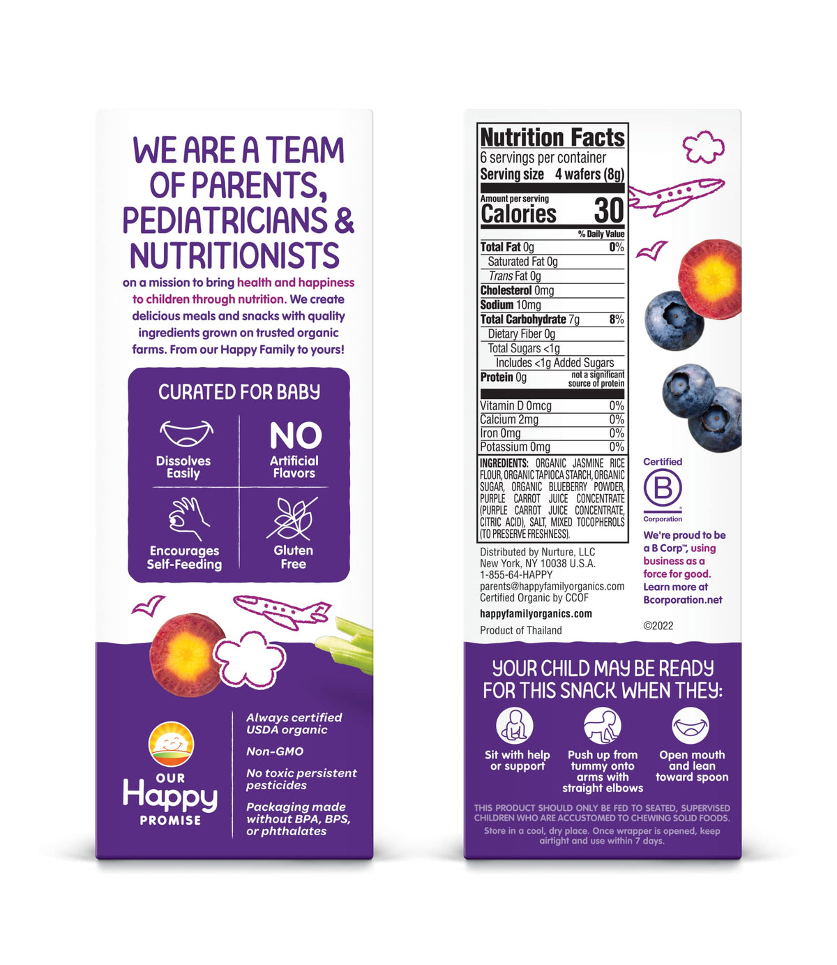 Happy Baby Organics Teether, Blueberry & Purple Carrot, 12 Count (Pack Of 6)