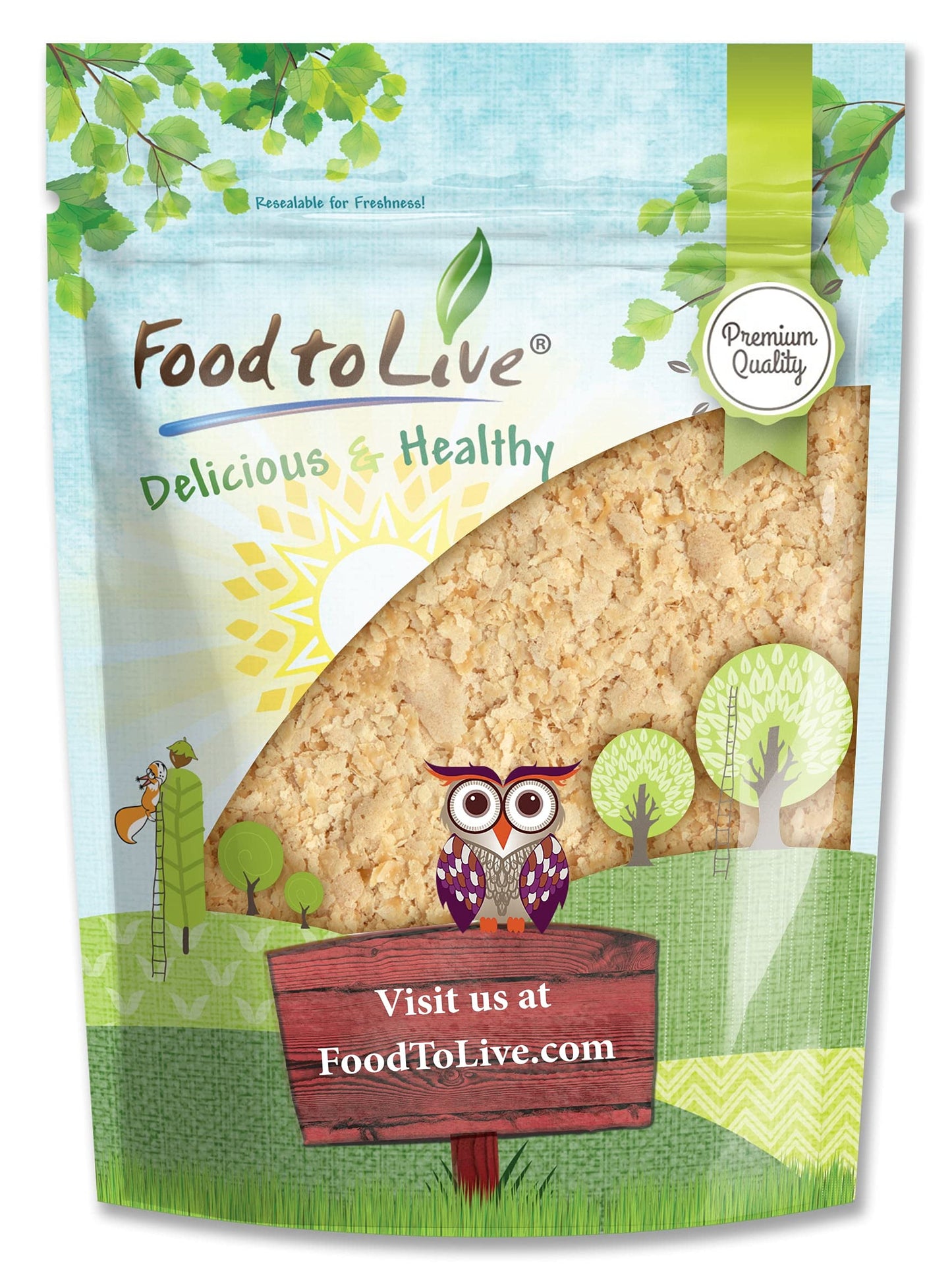 Food to Live Nutritional Yeast Flakes, 1 Pound - Fortified Large Flakes, Inactive, Unsweetened, Vegan Thickener, Bulk. Good Sour