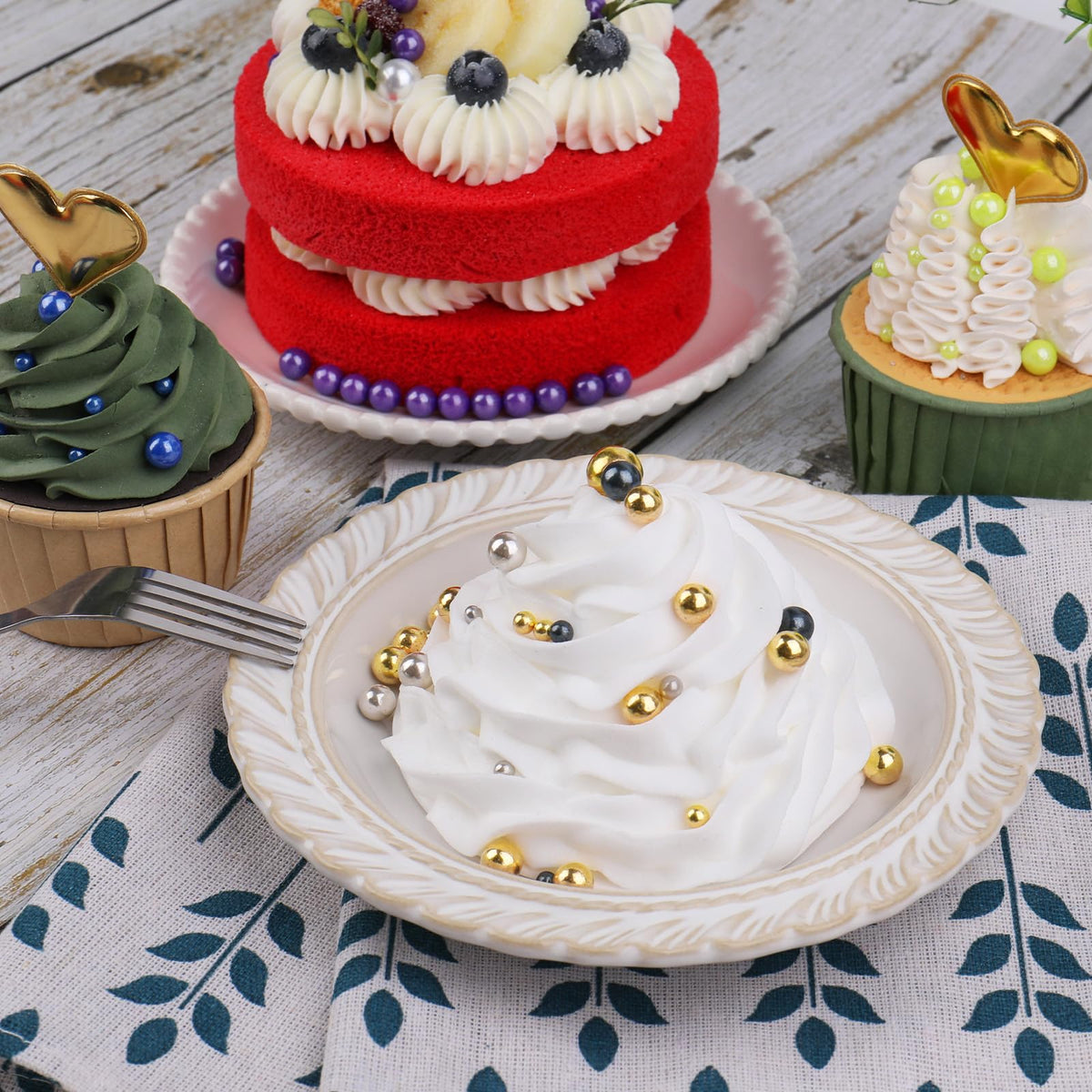 Sprinkles For Cake Decorating, Blue Pearl Sprinkles 4 Sizes Mix For Cake Cupcake Cookie Baking Donuts Ice Cream Toppings