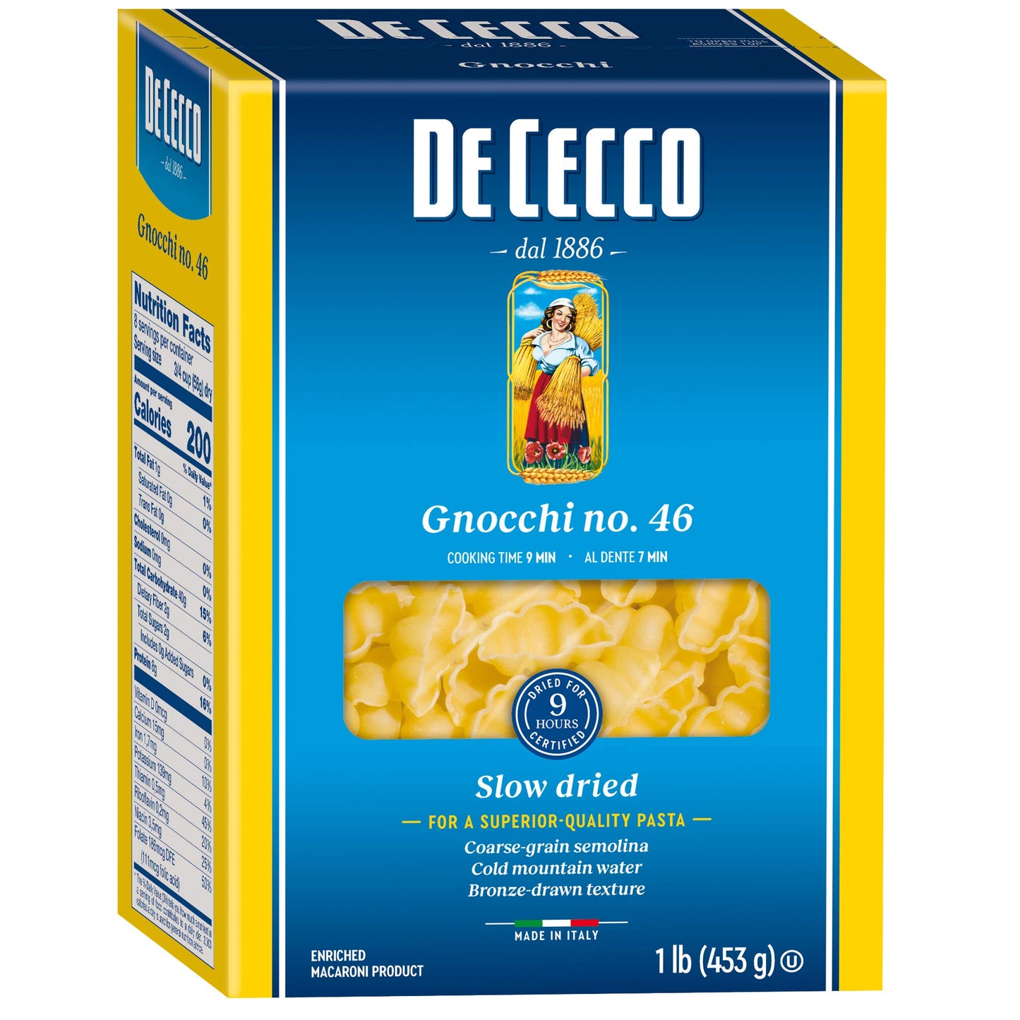 De Cecco Semolina Pasta, Gnocchi, 1 Lb (Pack Of 12), Blue