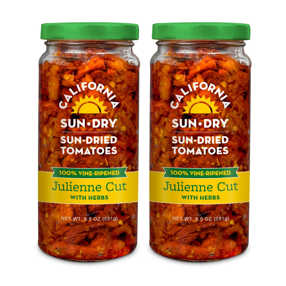 California Sun Dry Sun-Dried Tomatoes in Oil, Julienne Cut with Herbs, 8.5oz (Pack of 2), Gluten-Free
