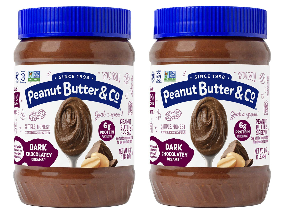 Peanut Butter & Co. Dark Chocolatey Dreams Peanut Butter, Non-GMO Project Verified, Gluten Free, Vegan, 16 Ounce (Pack of 2)