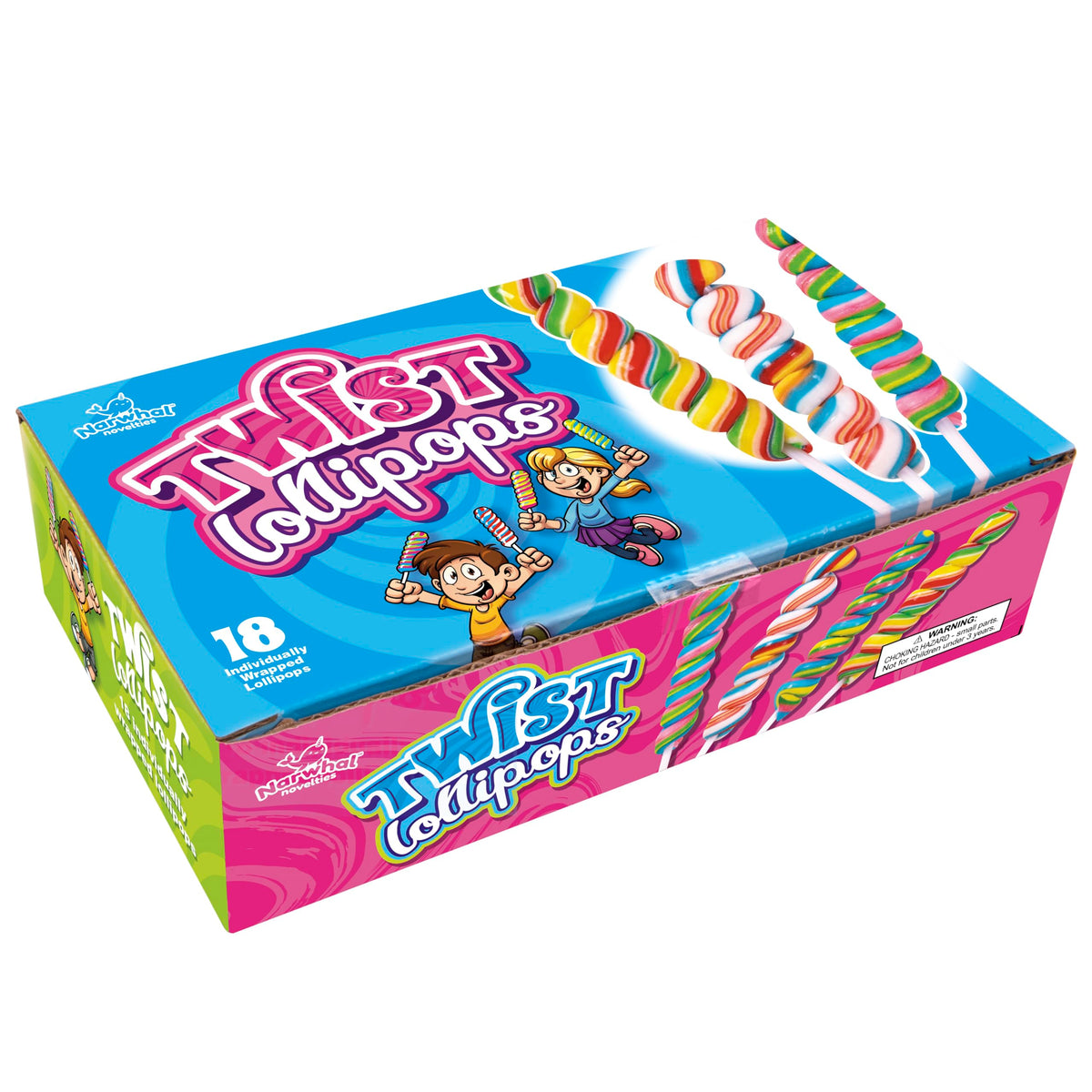 Narwhal Novelties Twist Lollipops, Candy Suckers (12-Pack)