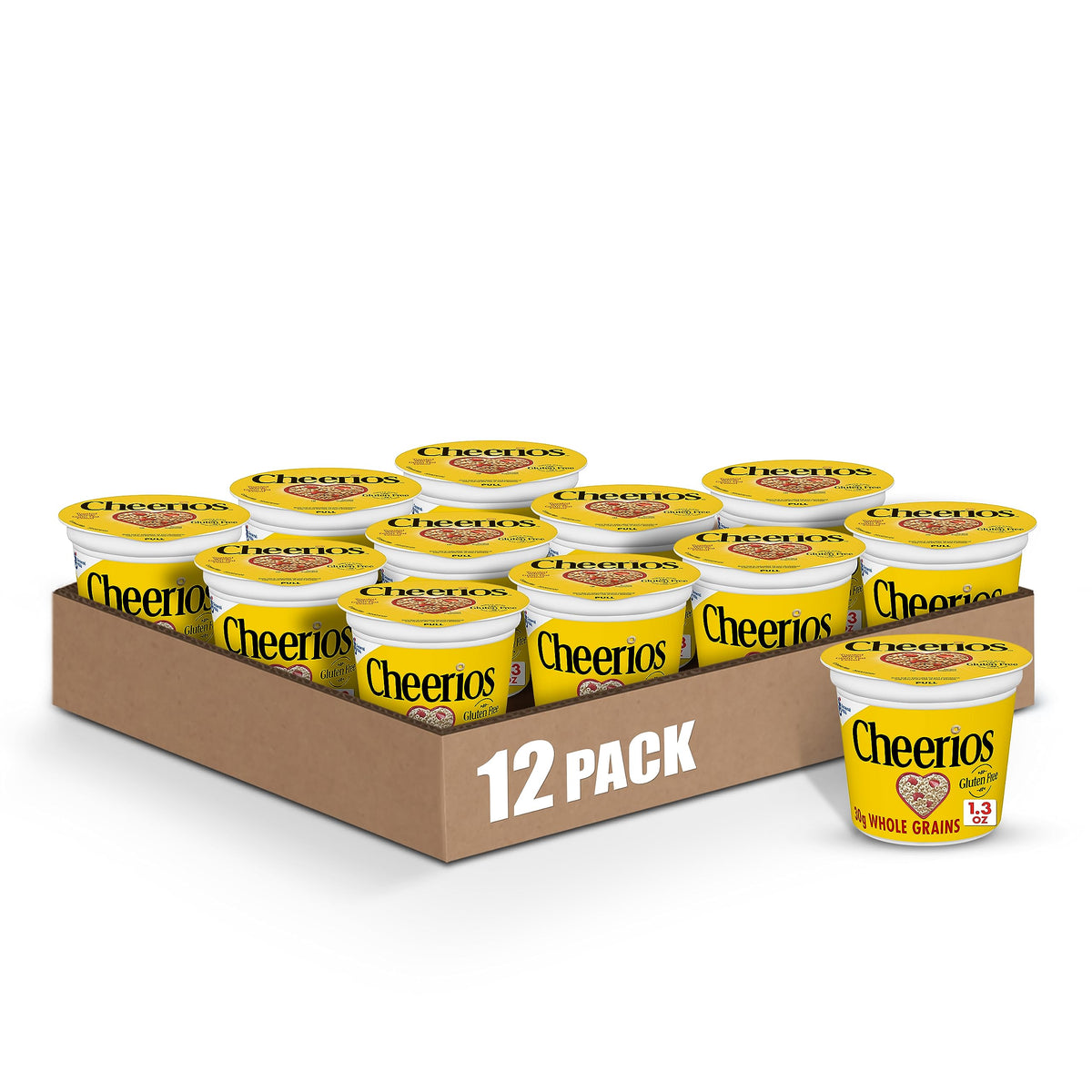 Original Cheerios Heart Healthy Cereal Cup, 1.3 OZ Single Serve Cereal Cup (Pack of 12)