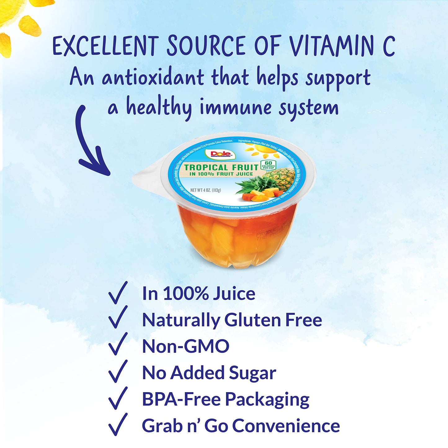 Dole Fruit Bowls Tropical Fruit in 100% Juice Snacks, 4oz 36 Total Cups, Gluten & Dairy Free, Bulk Lunch Snacks for Kids & Adult