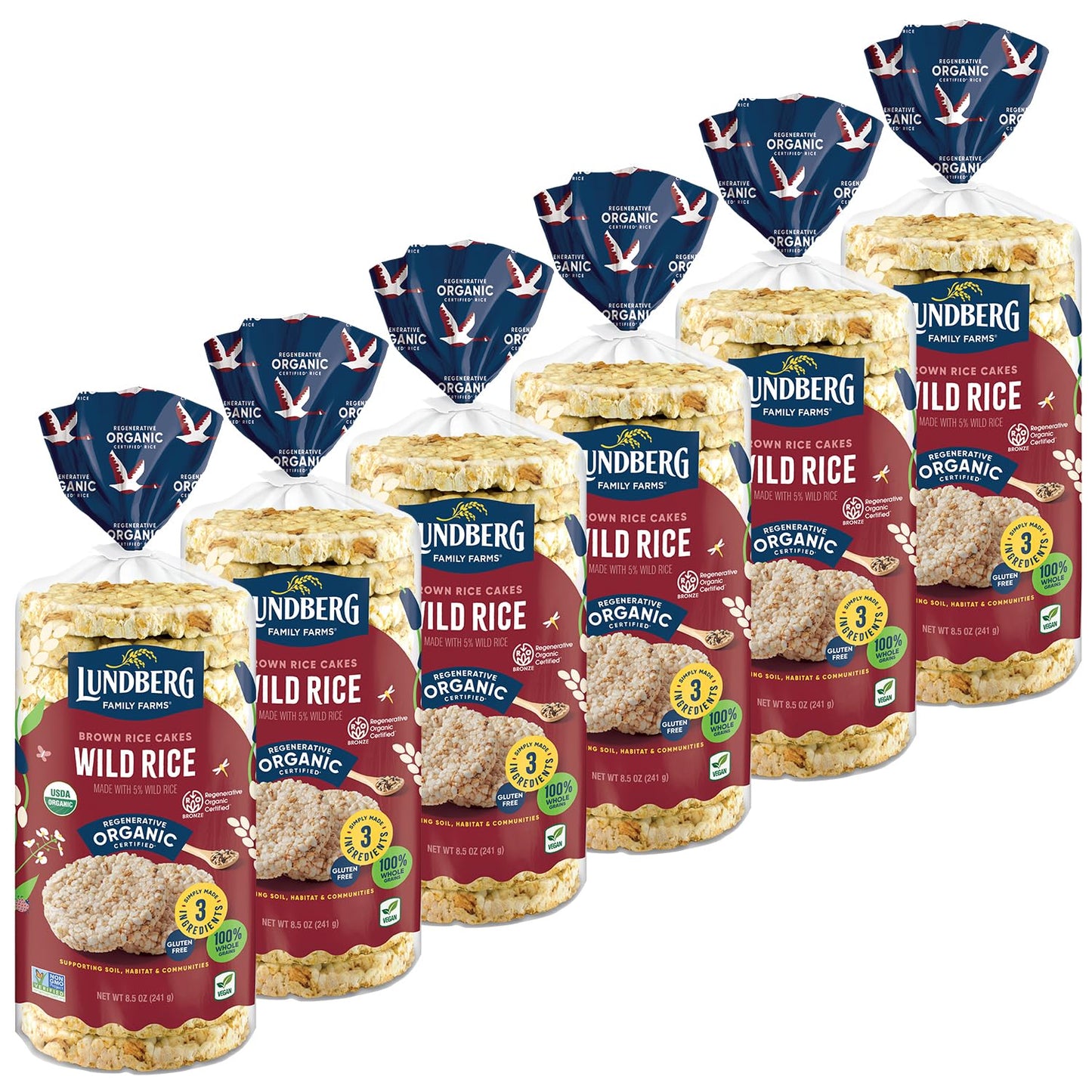 Lundberg Rice Cakes - Organic Whole Grain Wild Rice & Brown Rice Cakes, Lightly Salted, Healthy Snacks For Adults And Kids, Glut