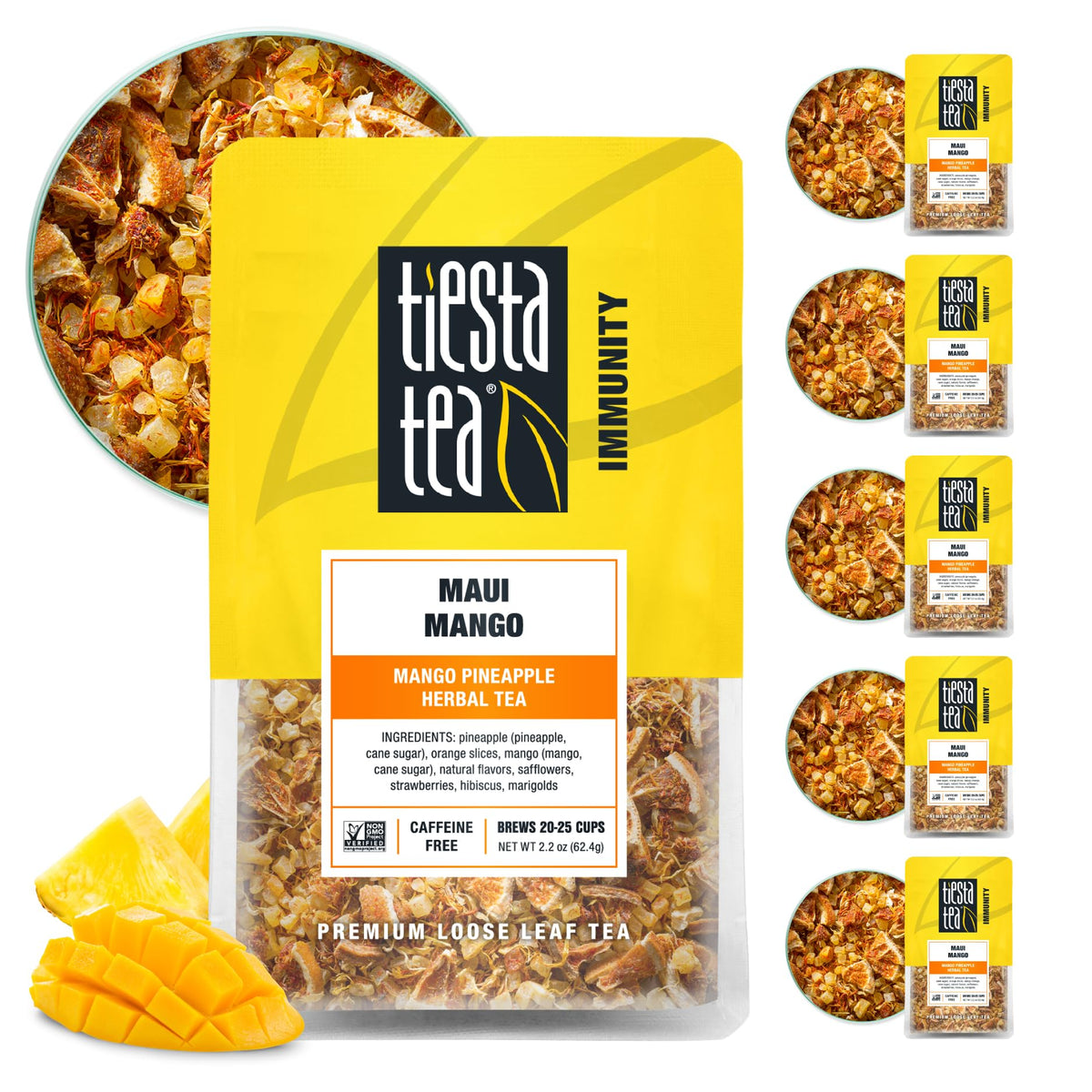 Tiesta Tea - Maui Mango | Mango Pineapple Herbal Tea | Premium Loose Leaf Tea Blend | Non-Caffeinated Fruit Tea | Make Hot Or Ic