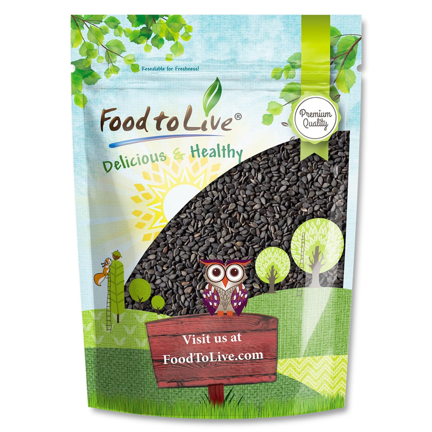 Food to Live Toasted Black Sesame Seeds, 8 Ounces - Crunchy and Nutritious Snack, Oven Roasted, Unsalted, No Oil Added, Perfect 