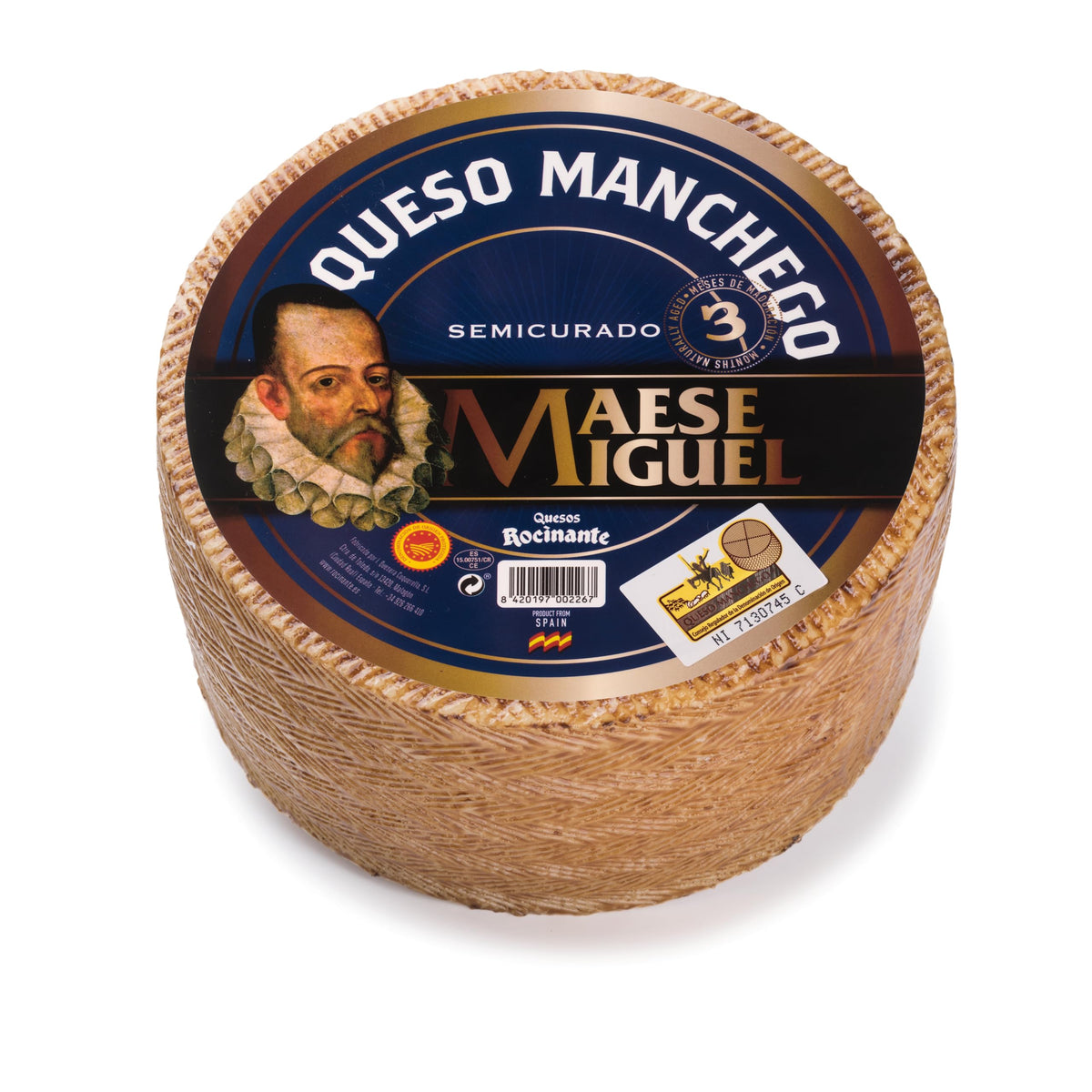 Maese Miguel Manchego Cheese Whole Wheel - Authentic Spanish Sheeps Milk - Approx. 7 lbs - Large Size