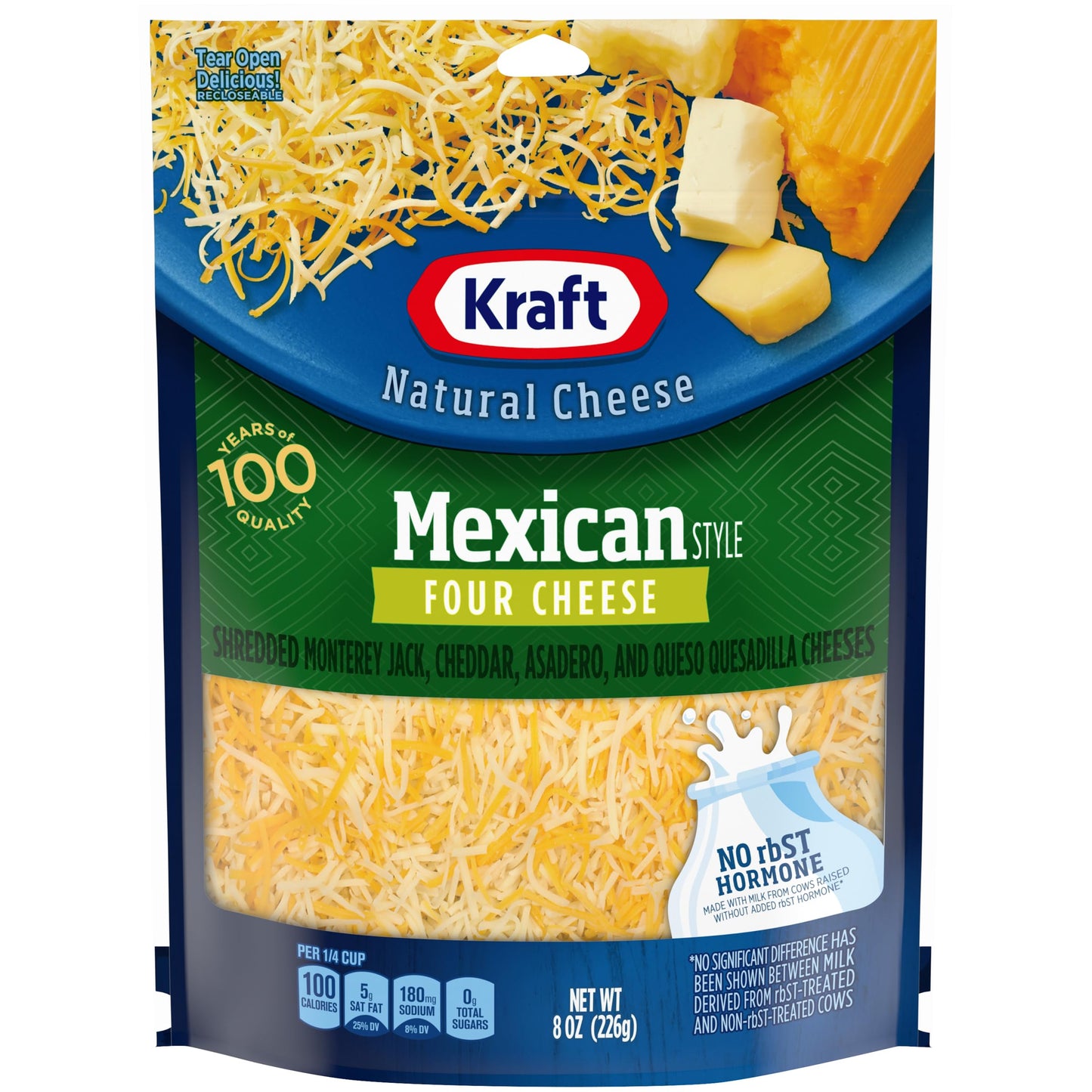 Kraft Natural Shredded Mexican Style Four Cheese (8 oz Bag)