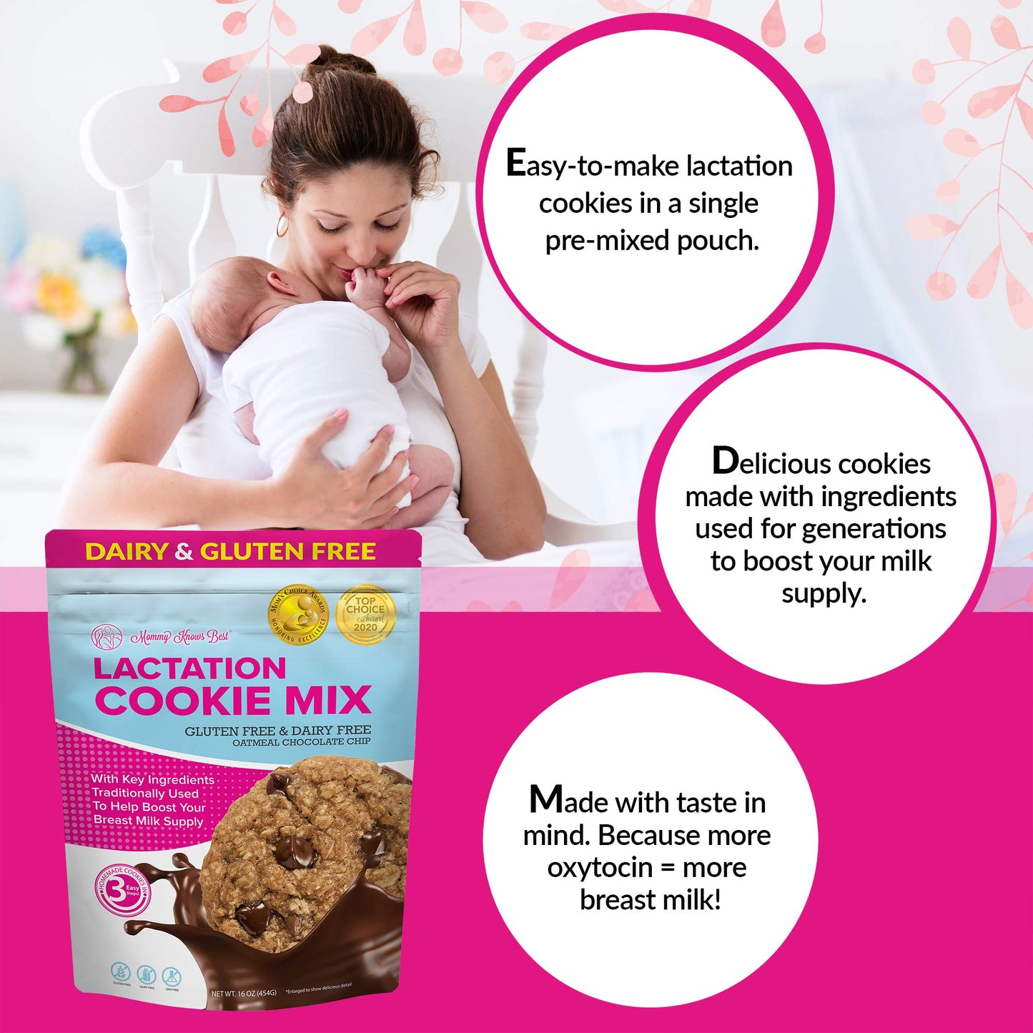 Mommy Knows Best Lactation Cookies Mix Gluten Free Dairy Free 16 Ounce Chocolate Chip