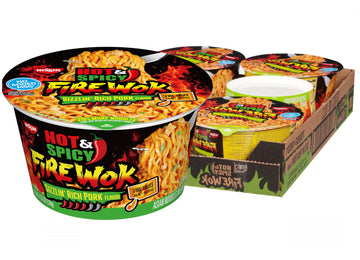Nissin Hot & Spicy Fire Wok, Sizzlin Rich Pork, 4.37 Ounce, Pack of 6