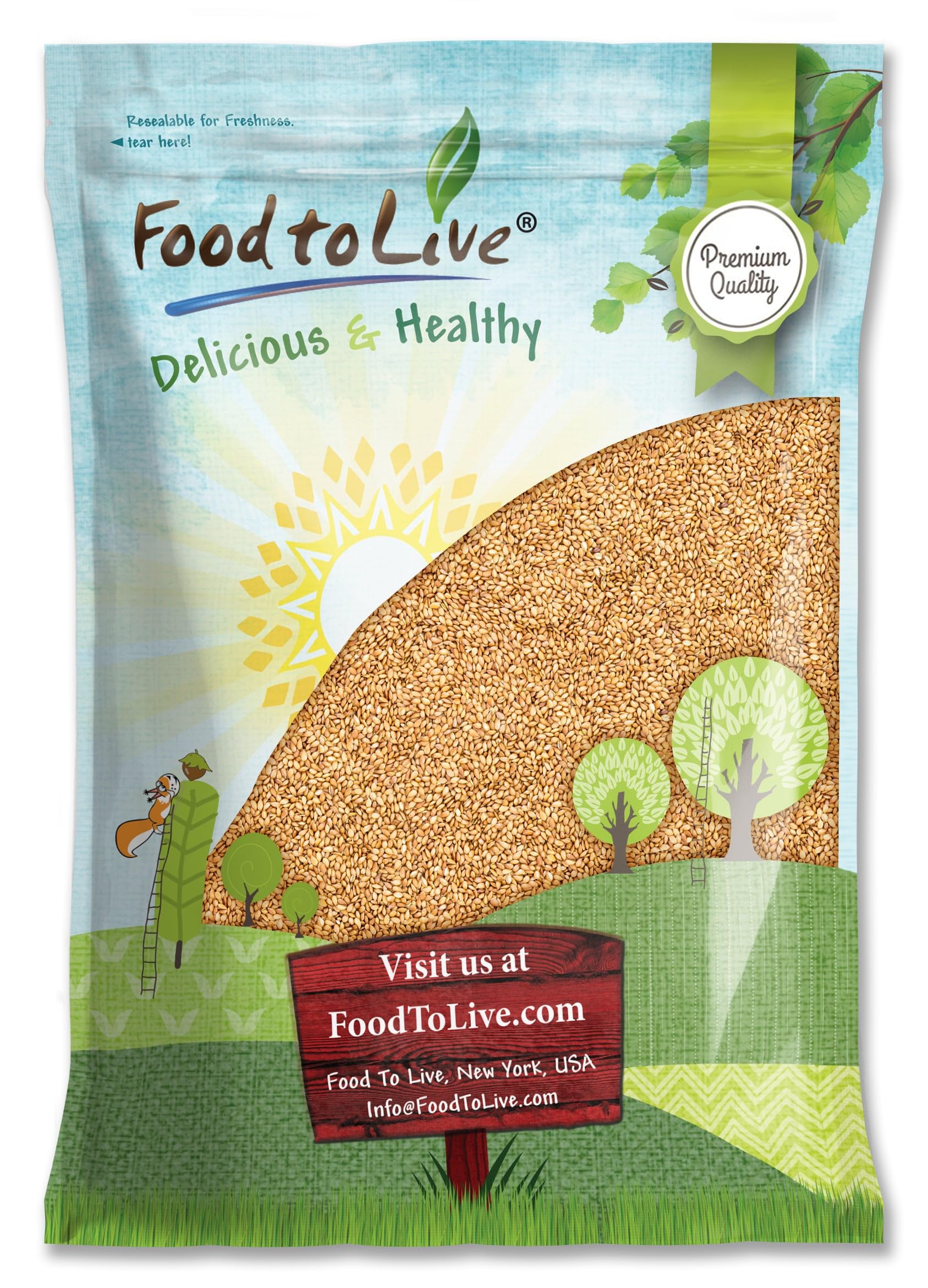 Food to Live Golden Flax Seeds, Premium Whole Flaxseeds, Raw, Vegan, Kosher, 10 Pounds