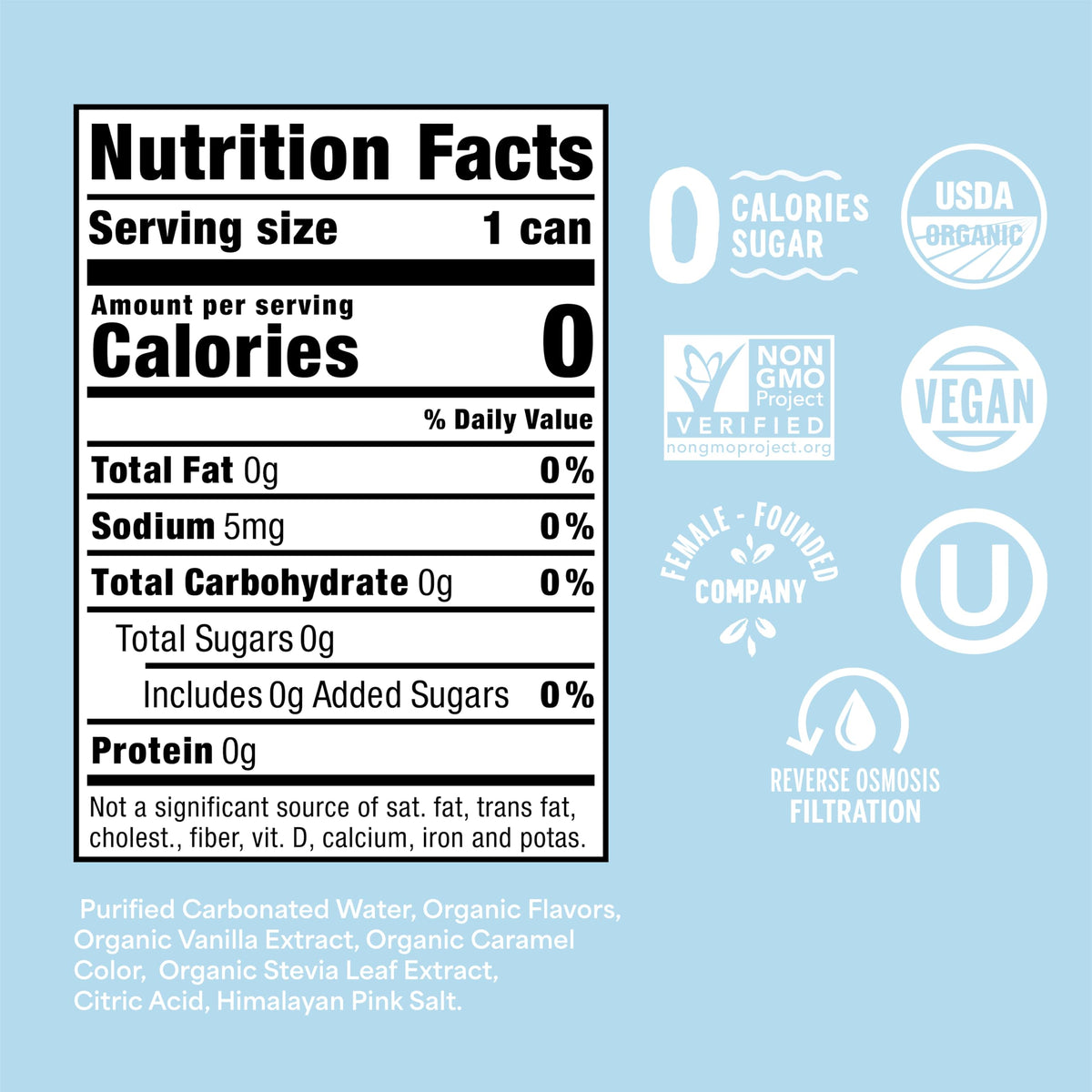 Nixie Organic Zero Sugar Cream Soda, 0 Calories, Non-GMO, Caffeine Free, 12oz Cans (12 Pack)