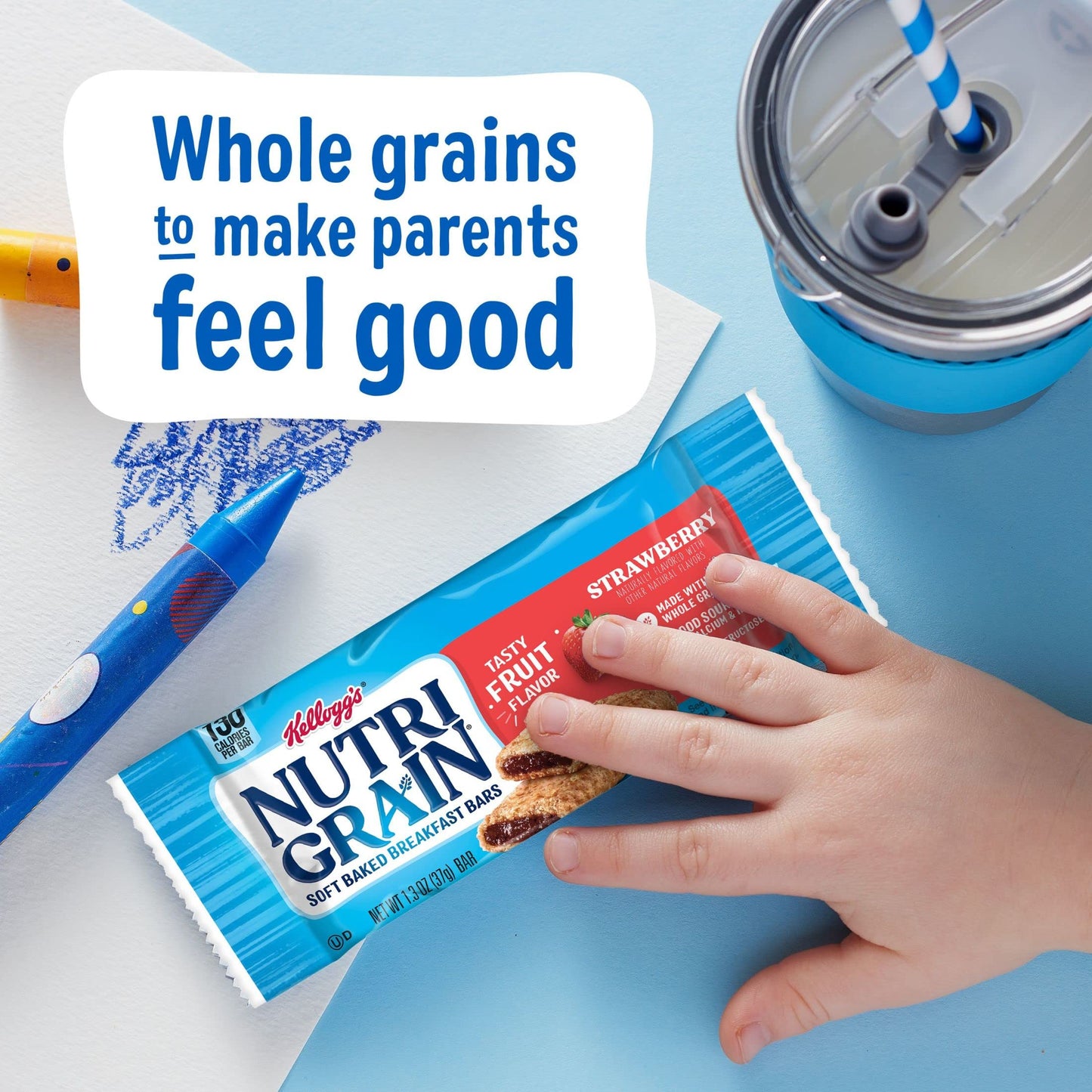Nutri-Grain Soft Baked Breakfast Bars, Kids Snacks, Value Pack, Strawberry, 20.8oz Box (16 Count)