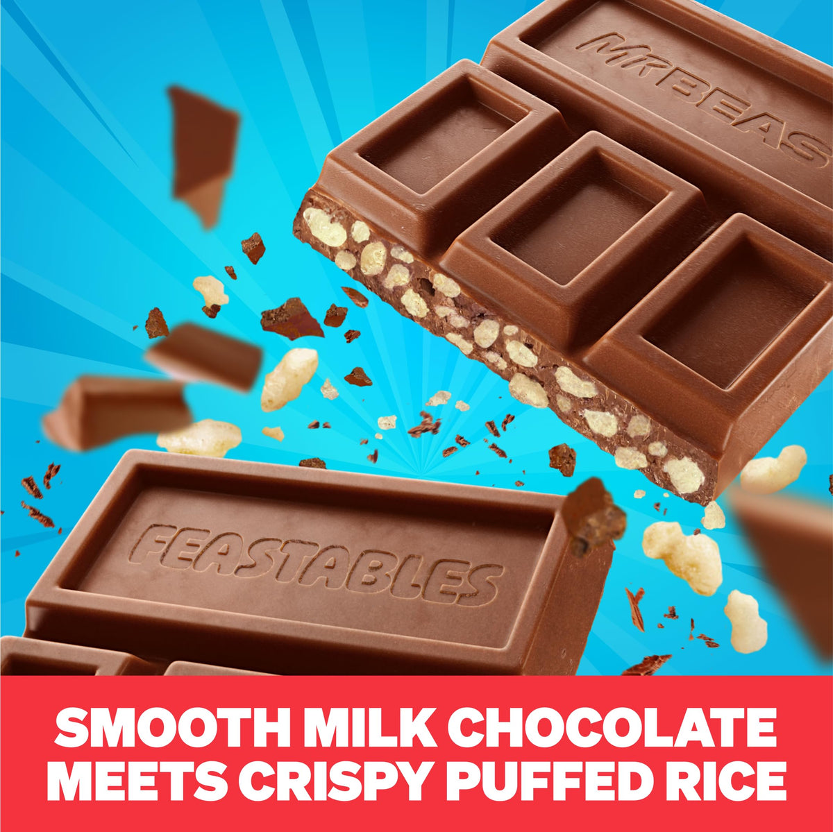 Feastables Mrbeast Combo Pack, King Size Milk Chocolate & Milk Crunch Bars, 10 Each, Candy Bars For Mature-Themeds & Kids, Candy Bar For Snacks, Gifts, Or Dessert, Fairtrade Cocoa, 2.1 Oz Each, 20 Count