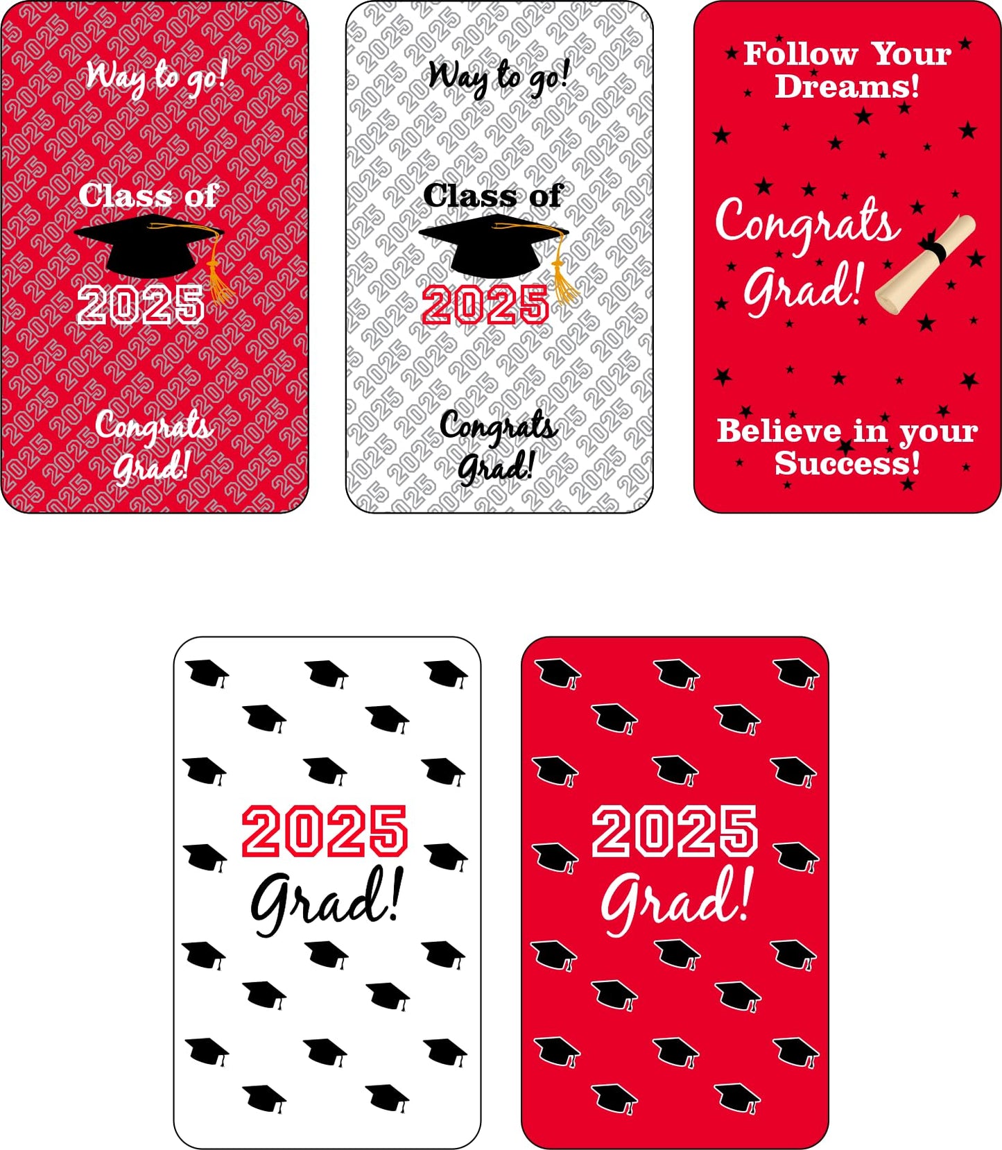 60 New Graduation Cap Party Class Of 2025 Miniatures Candy Bar Wrapper, Mini Candy Chocolate Bar Stickers, Labels, Candy Not Inc