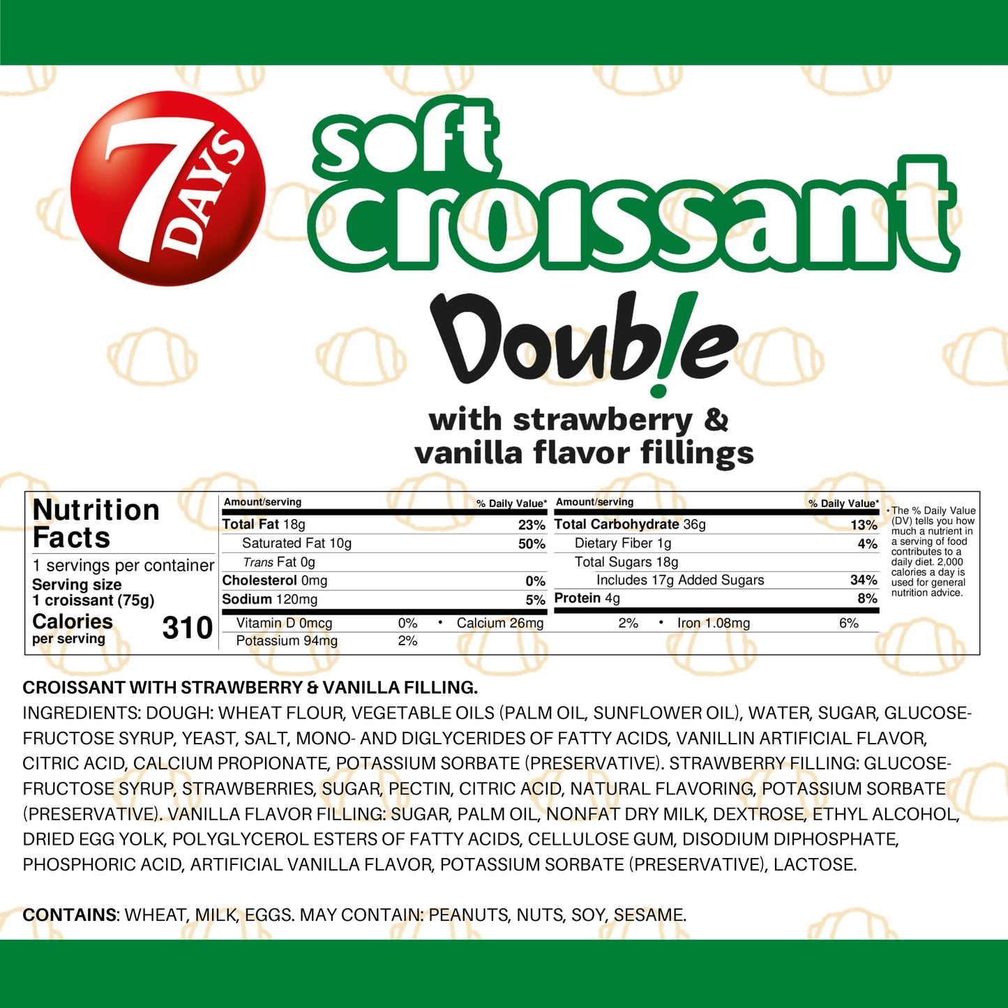 7Days Soft Croissant Variety Pack (24 Count), 6 Chocolate, 6 Vanilla, 6 Strawberry Vanilla, 6 Caramel, Breakfast Pastry, Individ