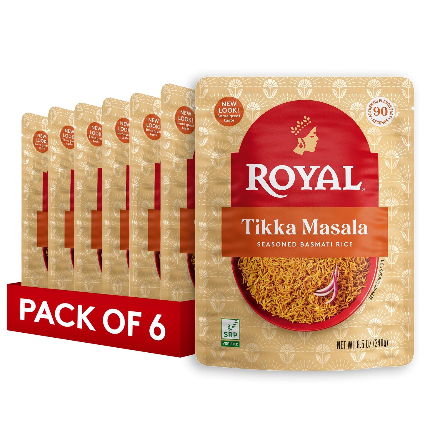 Royal Tikka Masala Basmati Rice - Ready to Heat Basmati Rice - (6 Pack) 8.5 oz Microwaveable Pouch