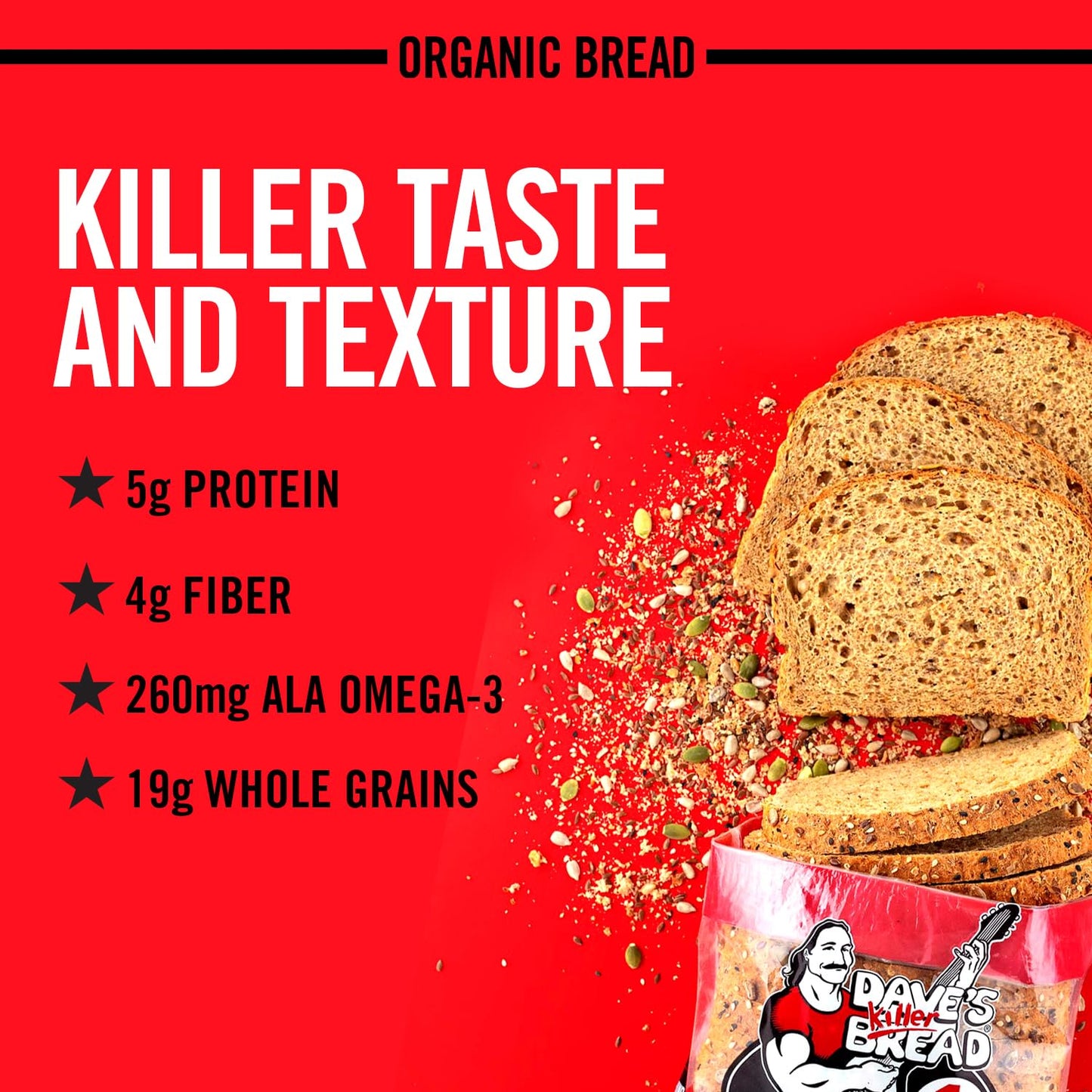 Daves Killer Bread Powerseed, Seeded Organic Bread, 1g Sugar per Slice, 25 oz Loaf