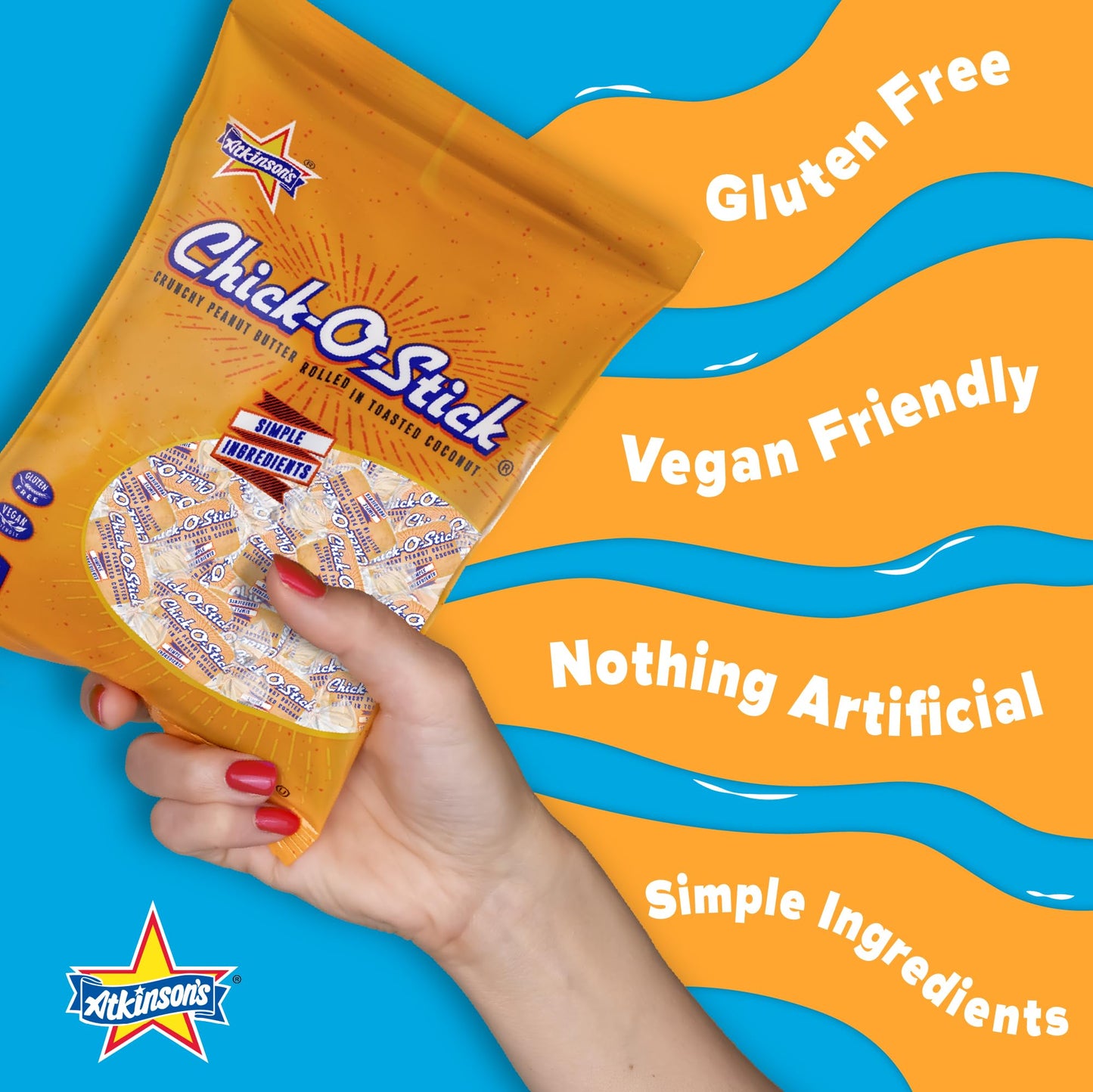 Atkinson Sugar Free Chick-O-Stick  12 Pieces  3.75 Ounce Bags  No Trans Fat  Peanut Butter and Coconut Candy