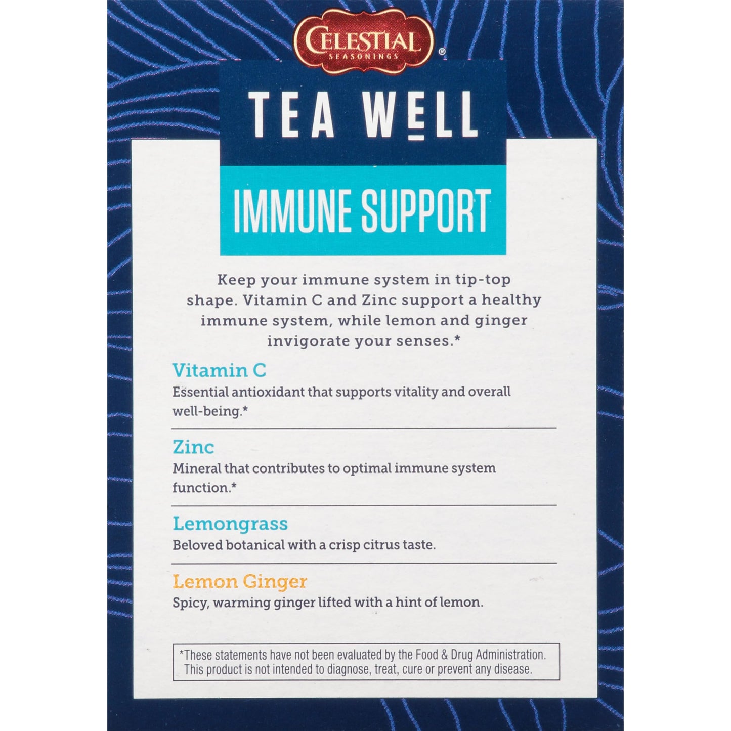 Celestial Seasonings Herbal Tea, Lemon Ginger, Caffeine Free, Organic, 12 Count
