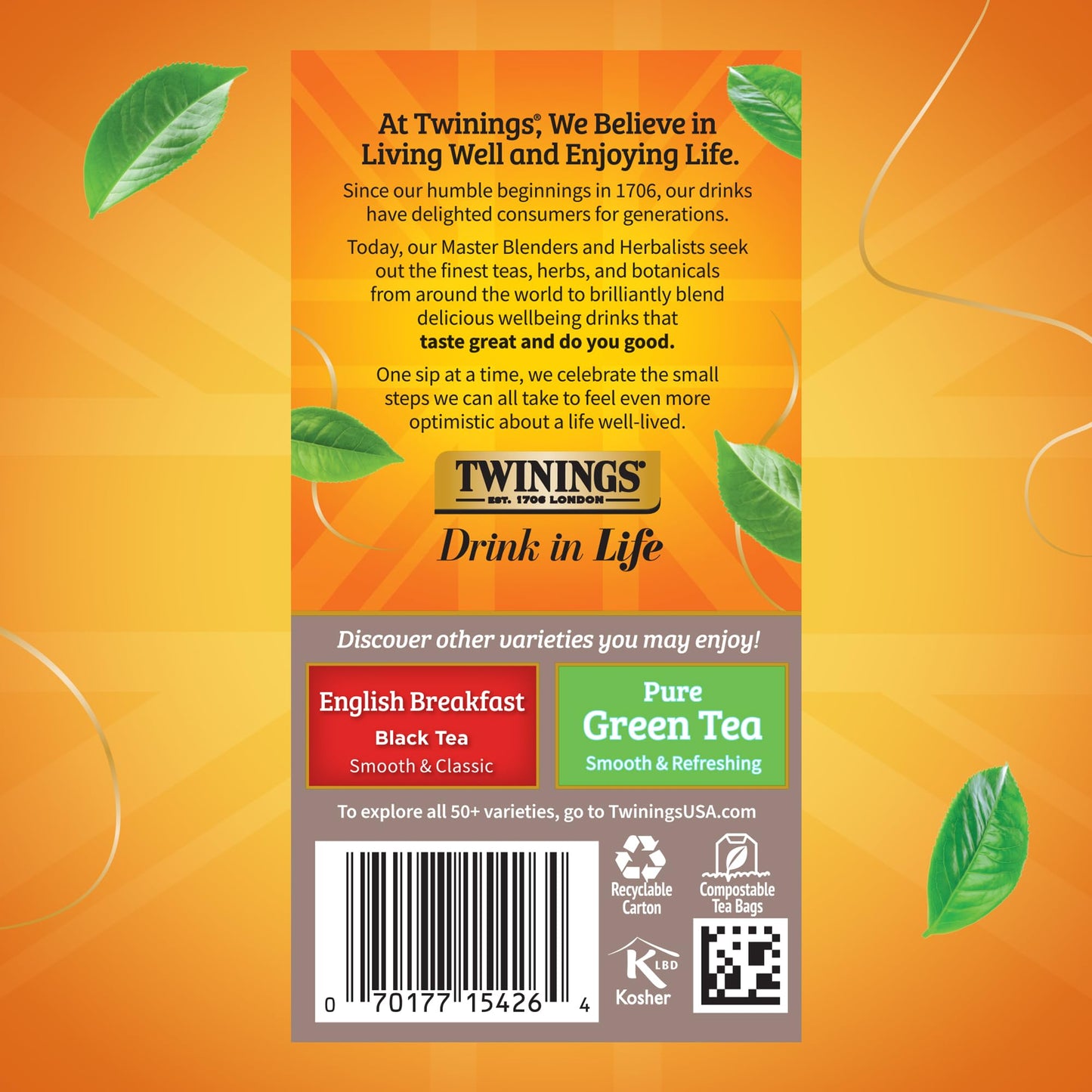 Twinings Pure Oolong Tea Individually Wrapped Bags, 20 Count (Pack of 6), Warm, Nutty Flavour & Golden Colour, Caffeinated, Enjo