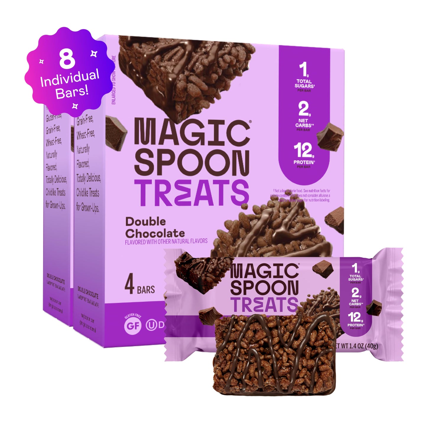 Magic Spoon Protein Bar Cereal - High Protein, Low Carb, Keto Friendly, Double Chocolate, 2 Pack