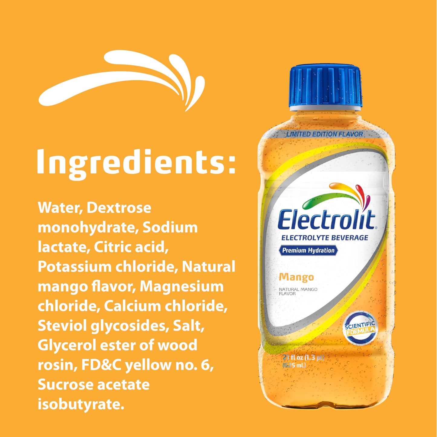 Electrolit  Electrolyte Beverage  Mango  21 Fl Oz bottle (Pack of 12)